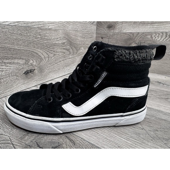 Vans SK8-Hi Shoes Black Suede Faux Fur Sherpa Women's Size 6 - Picture 3 of 11